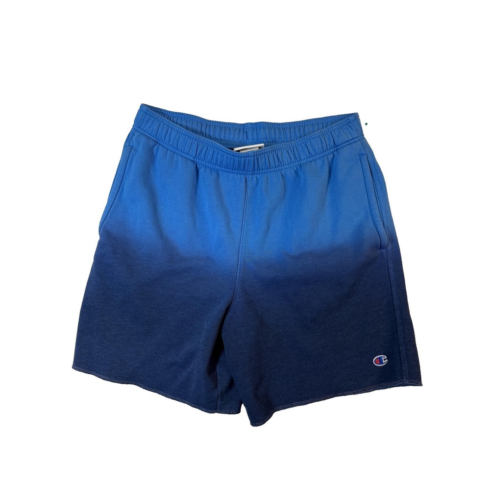 Champion Shorts Mens L Blue Fleece Sweat Ombre Gradient Athletic Streetwear